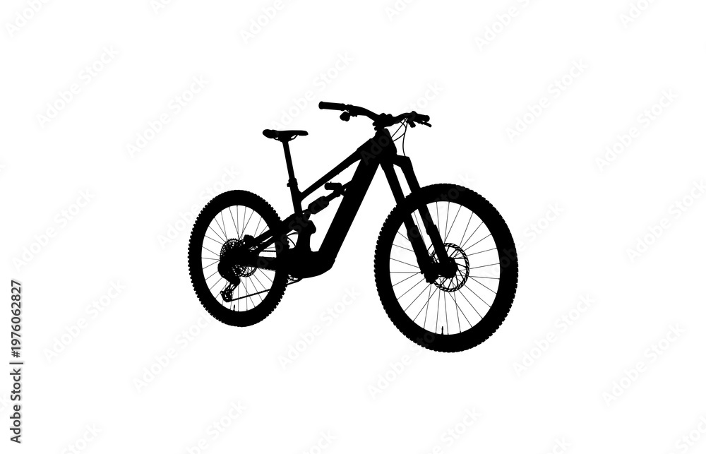 Naklejka premium Modern Mountain Bike Silhouette - Minimalist Black Icon on White