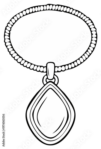Pendant Necklace Line Art Jewelry Accessory Gemstone Fashion Outline
