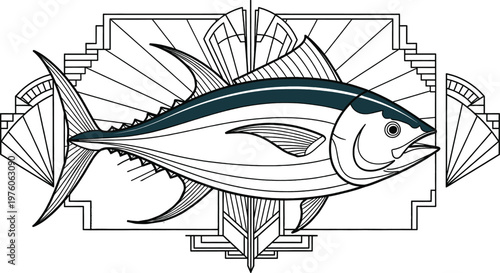 Art Deco Illustration for World Tuna Day and Sustainable Fisheries