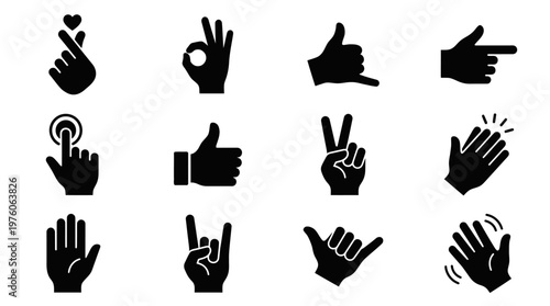 Hand gestures signs and symbols.