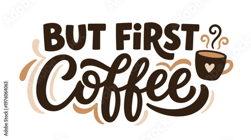 Brown Coffee Text with Heart.