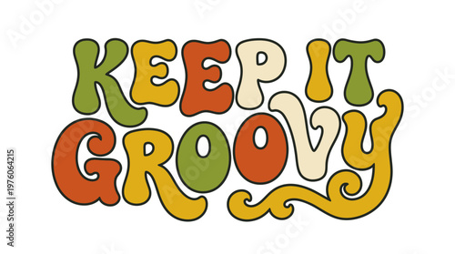 Colorful Groovy Text Lettering Design.