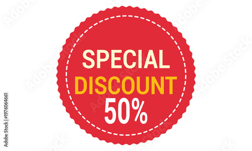 Red special discount 50 percent off sticker