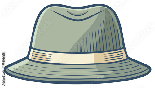 Stylish man's hat, retro fedora illustration with ribbon for fashion accessories store