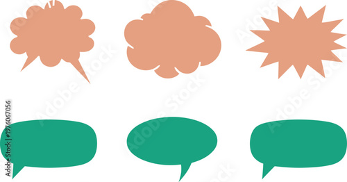 Comic dialogue and chat messaging with diverse shapes like cloud, burst, and oval icons