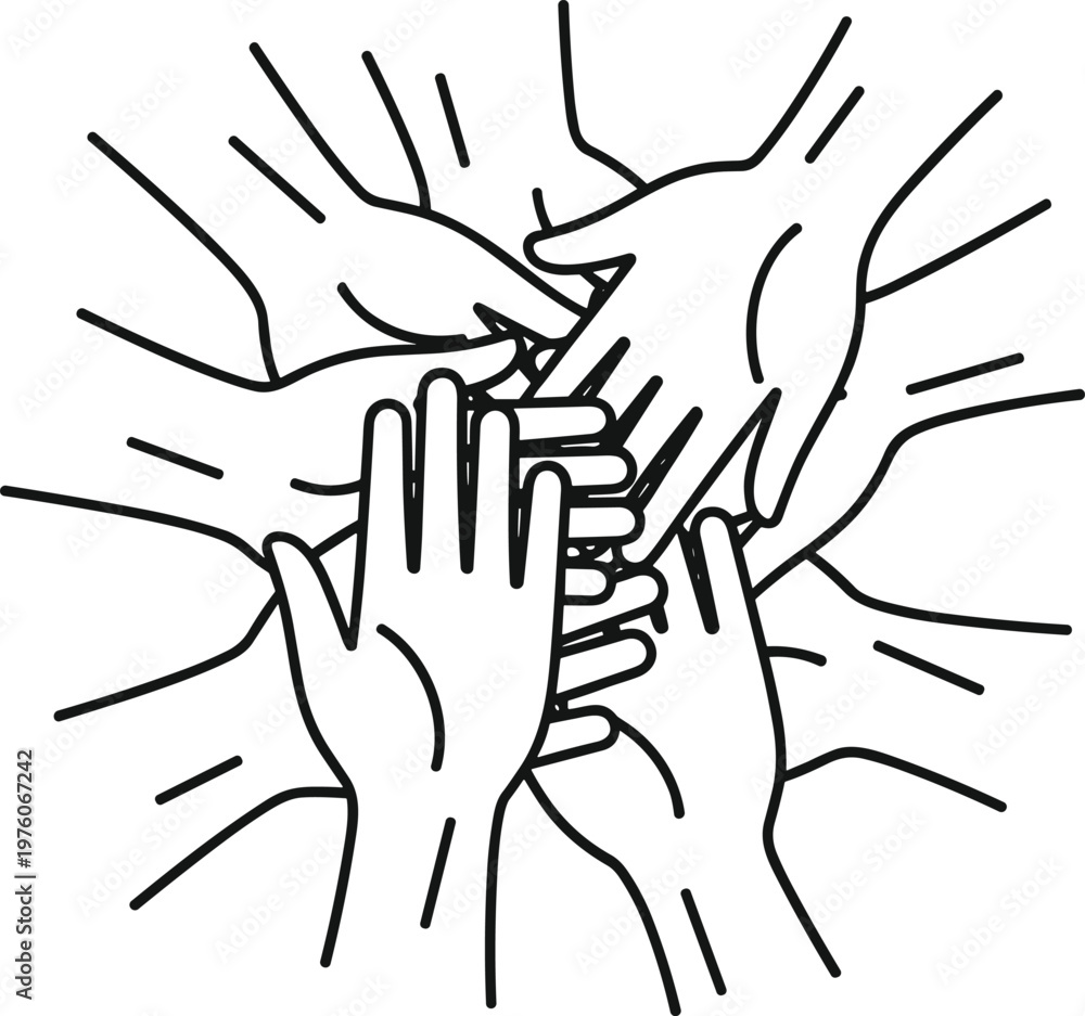 Fototapeta premium Diverse hands stacking together in unity and cooperation