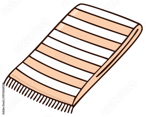 Striped Beach Towel with Fringe Detail