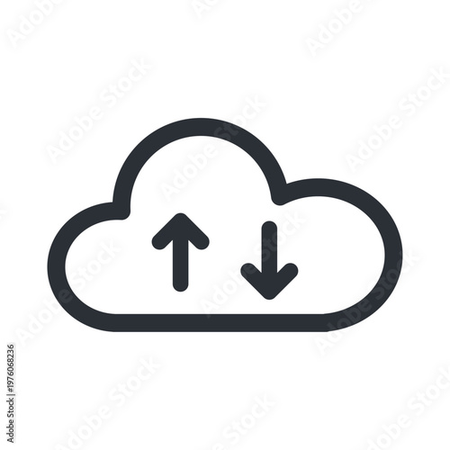 線画のクラウドバックアップアイコン アップロードとダウンロードを表すベクター素材