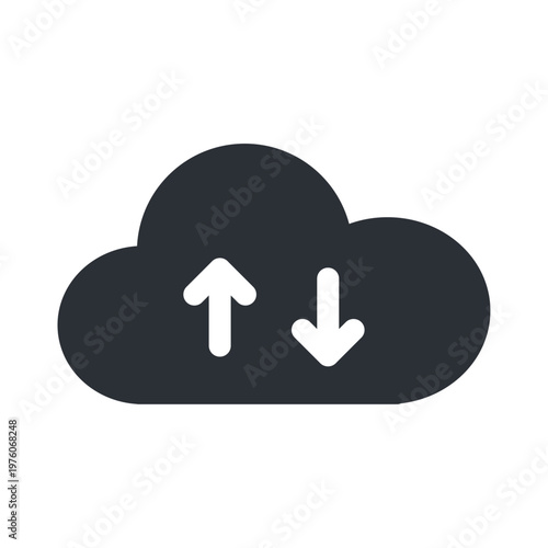 クラウドバックアップのフラットアイコン データ同期を表すシンプルなベクター素材
