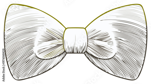 Vintage bow tie illustration in a classic hand drawn engraving style