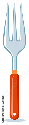 Garden fork illustration with orange handle a simple farm digging tool