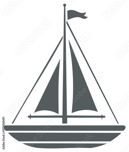 Modern flat design sailboat icon vector illustration with flag and hull