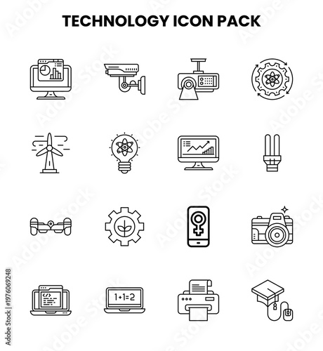 Technology Line Vector Icons Pack
