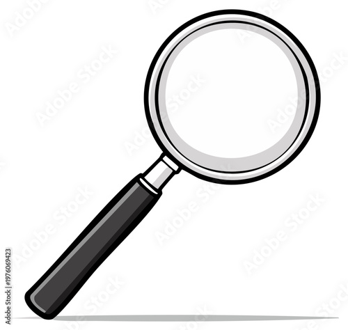 Magnifying glass tool for detailed examination and discovery in a simple cartoon illustration style
