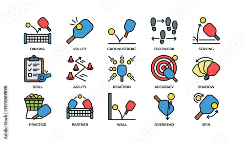 Table tennis skills and techniques illustrated with equipment and training drills