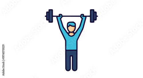 flat vector illustration of man lifting dumbbells for fitness and strength training