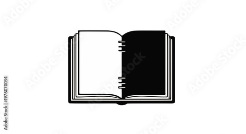 flat vector illustration of open blank notebook with spiral binding