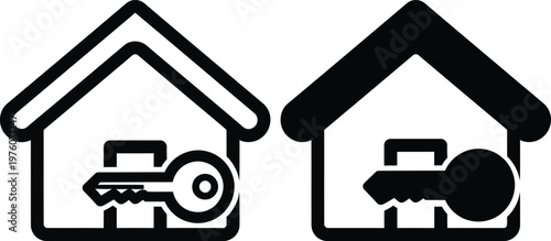 Minimalist Residential Property Sale and Locksmith Vector Illustration
