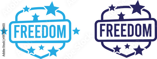 Celebrating independence day vibrant 'freedom' badges with stars patriotic american holiday graphics