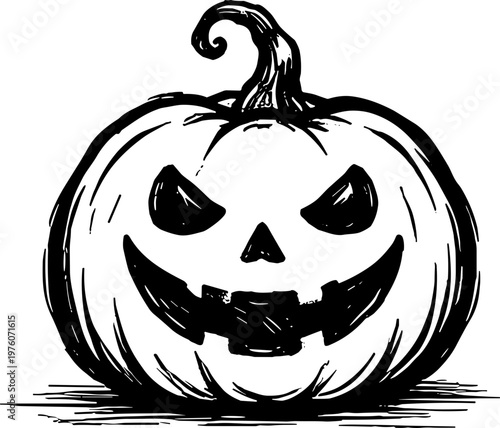 Spooky carved pumpkin with a sinister grin for Halloween celebrations