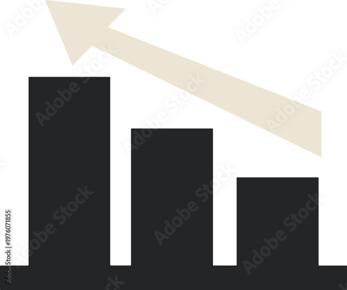 Bar chart showing a downward trend with an arrow indicating decline