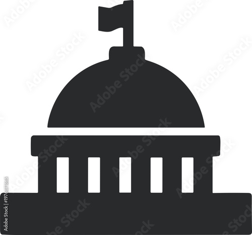 Iconic government building silhouette representing democracy and public service