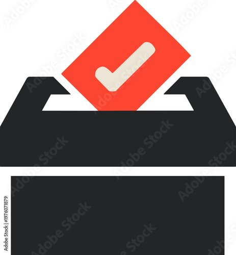 Voting ballot box with check mark symbol representing election participation