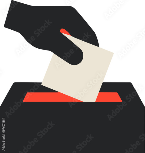 Hand placing a ballot into a voting box, symbolizing democratic election process