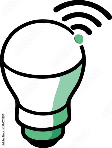Smart LED light bulb with wireless connectivity and energy efficiency symbol