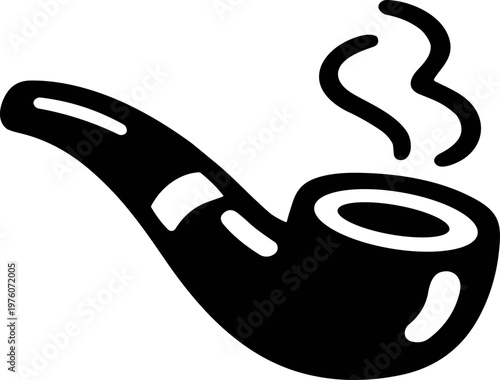 Classic smoking pipe with wisps of smoke rising from the bowl