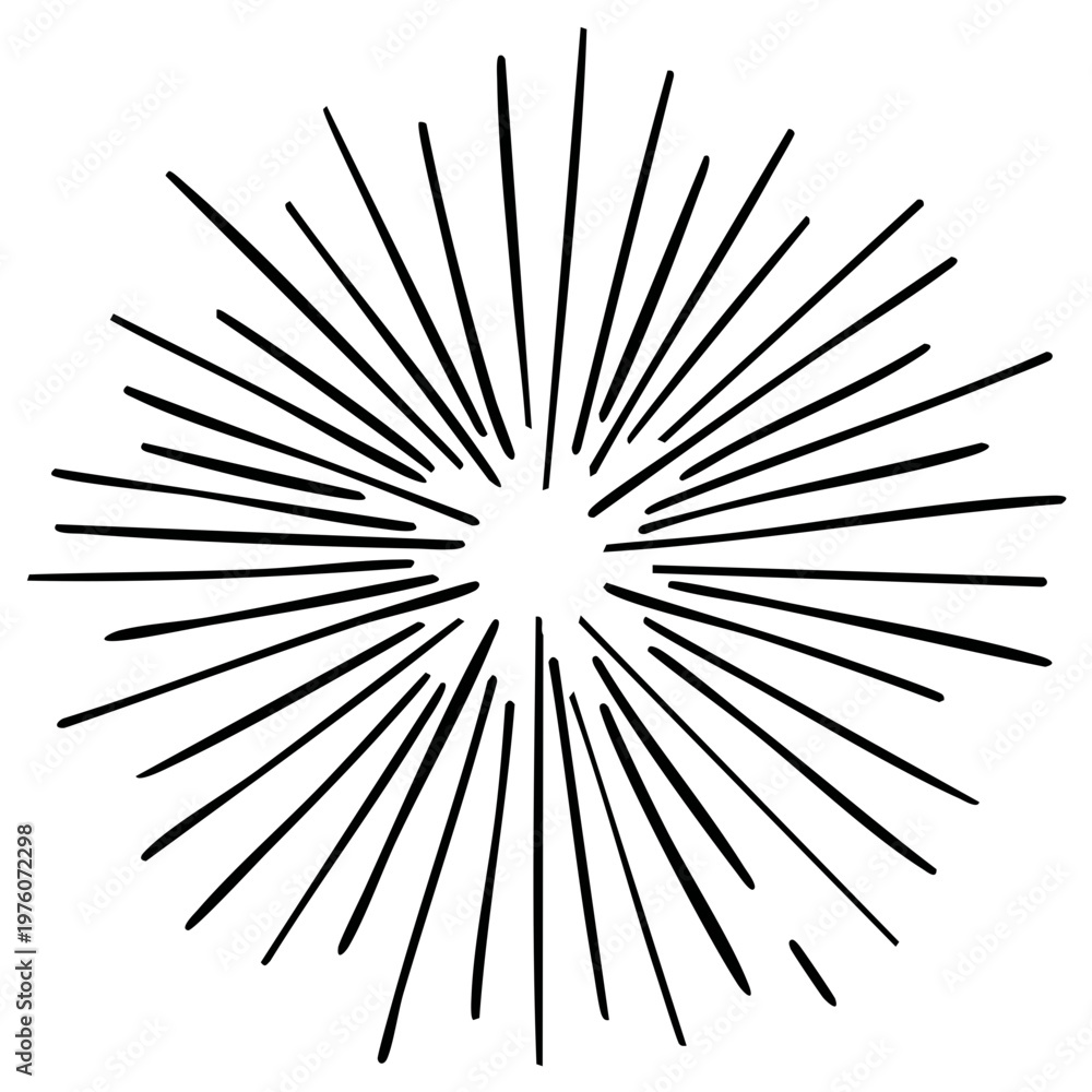 Obraz premium Hand Drawn Starburst Design Element Sunburst Sparkle Explosion Radiating Lines