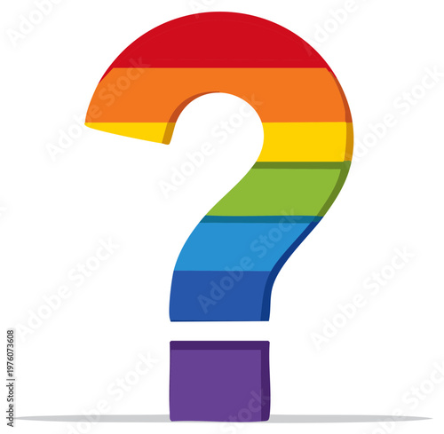 Colorful Question Mark Graphic Symbol with Pride LGBT Colors, Equality and Inclusion Concept