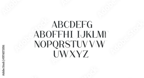 Elegant serif font alphabet, luxury black typography set on white background, minimalist uppercase letters for branding and editorial design