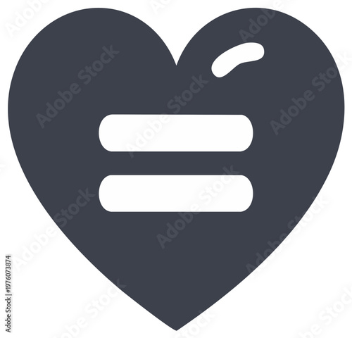 Heart shape with equality symbol inside representing love and fairness