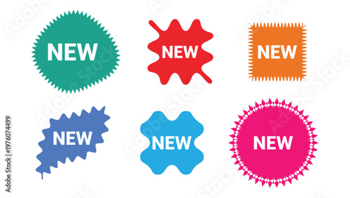 New arrival badge icon collection, New tag or sticker symbol flat vector illustration.