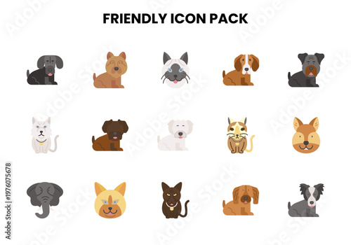 Friendly Flat Vector Icons Pack
