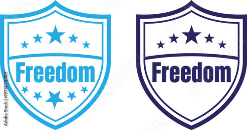 Celebrating independence day patriotic freedom shield emblem with stars and stripes usa national holiday