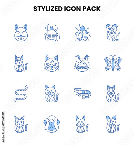Stylized Two Color Blue SVG Icons Pack