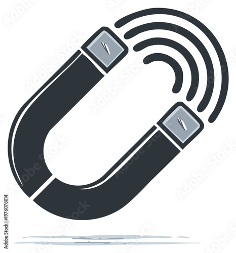 Magnet with magnetic field vector graphic representing attraction or physics concept