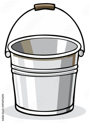 Shiny Metal Bucket with Handle Classic Pail for Cleaning or Gardening Supplies