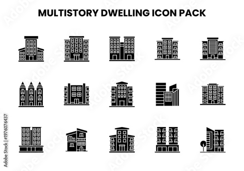 MultiStory Dwelling Glyph Scalable Icons Pack