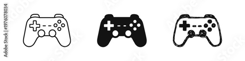 Video Game Controller Icons Set - Gaming Joystick Symbols for Digital Entertainment and Fun