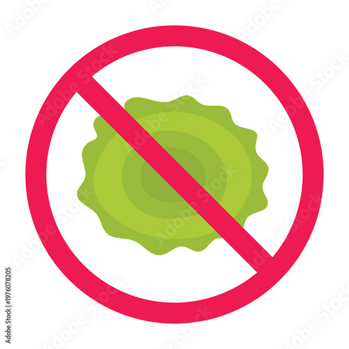 Forbidden sign with cucur cake or fried palm sugar cake icon, forbidden sweet food sign, fried snack prohibited symbol, avoid sugary snacks illustration, no street food sign, high sugar warning vector