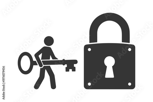 鍵を持つ人物のシルエットアイコン