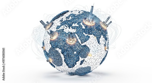 Dynamic visualization of a global digital network, illustrating intricate data connections, advanced technological infrastructure, and seamless worldwide communication systems
