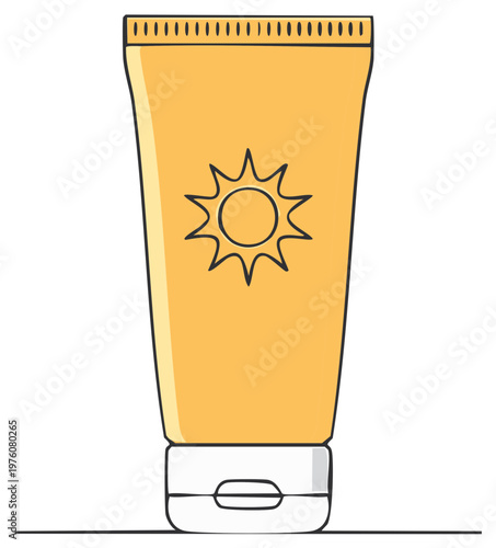 Sunscreen tube illustration for summer skin protection and beach vacation