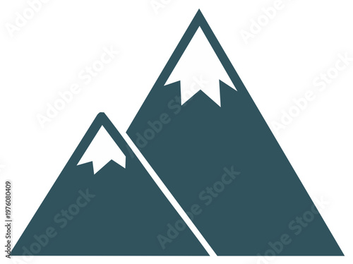 Majestic Peaks Simple Blue Mountain Outline Against White Background