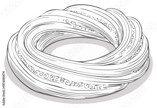 Sketch of Tasty Ring Shaped Pastry with Cream Decoration