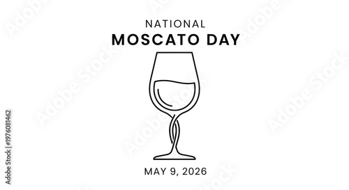 National Moscato Day wine glass celebration icon isolated on background