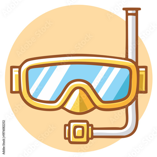 Dive Gear Illustration: Snorkel and Goggles, Cartoon Style Summer Aquatic Sports Equipment